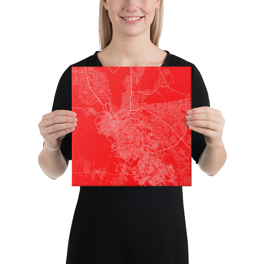 El Paso Red and White Canvas Map