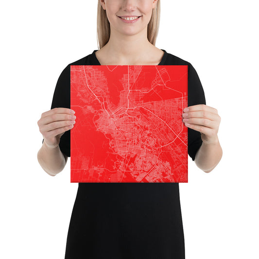 El Paso Red and White Canvas Map