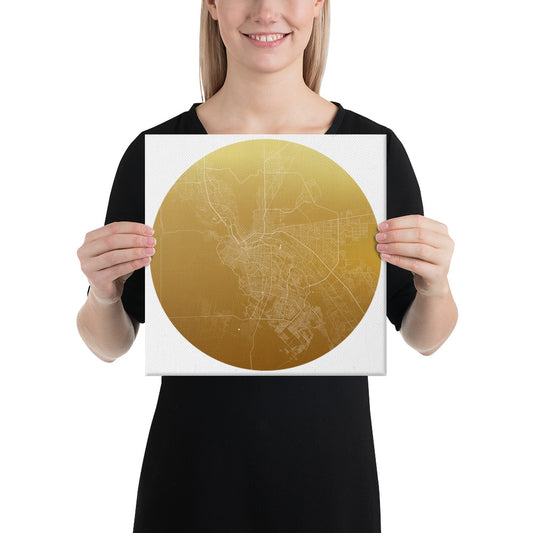 El Paso Gold on White Canvas Map