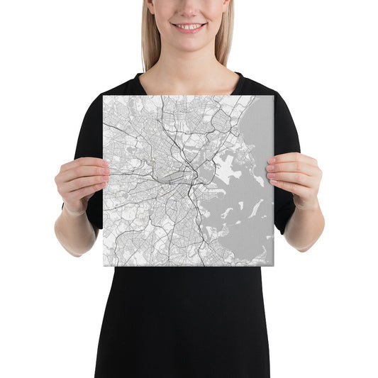 Boston White Canvas Map