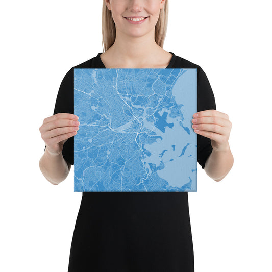 Boston Blue and White Canvas Map