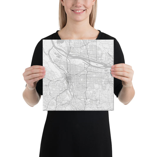 Portland White Canvas Map