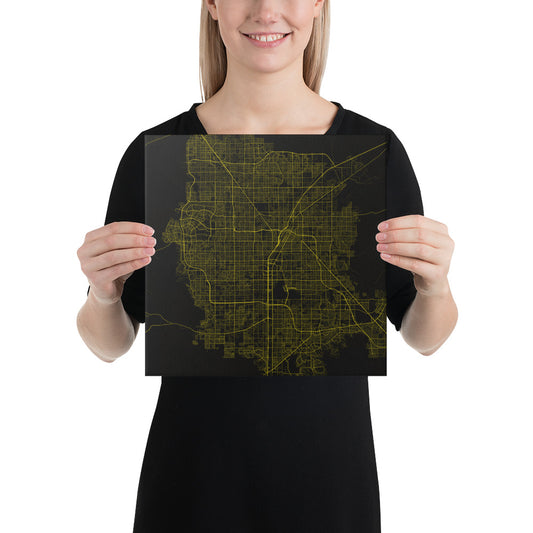 Las Vegas Black and Yellow Canvas Map