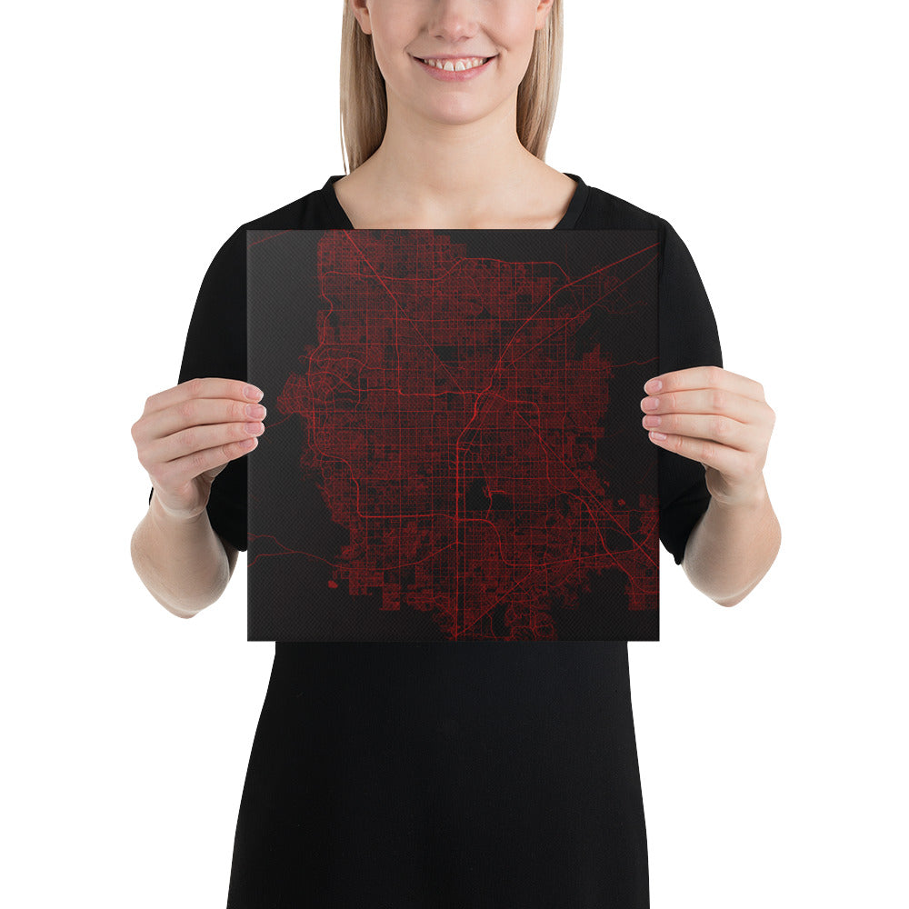 Las Vegas Black and Red Canvas Map