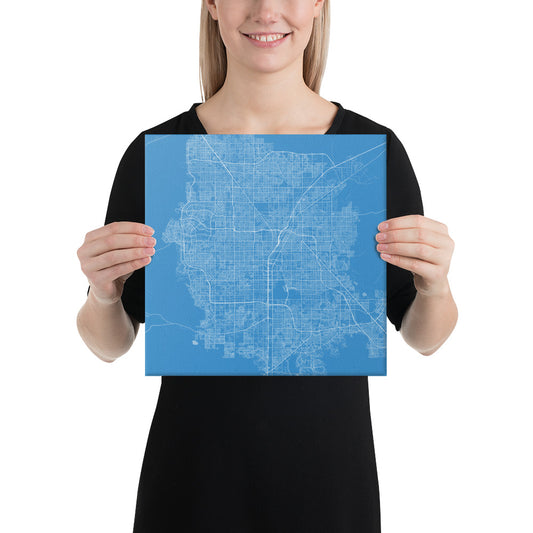 Las Vegas Blue and White Canvas Map