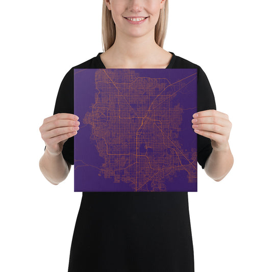 Las Vegas Purple and Orange Canvas Map