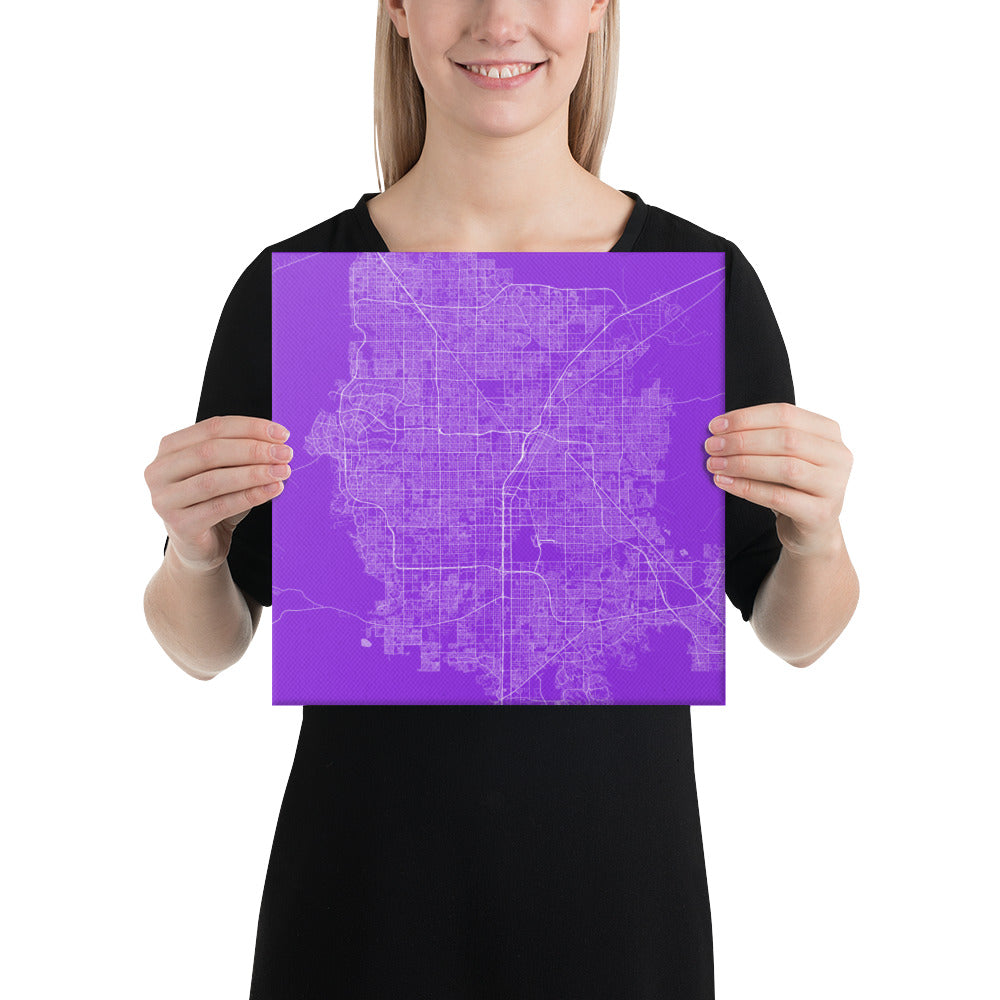 Las Vegas Purple and White Canvas Map