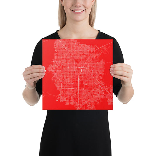 Las Vegas Red and White Canvas Map