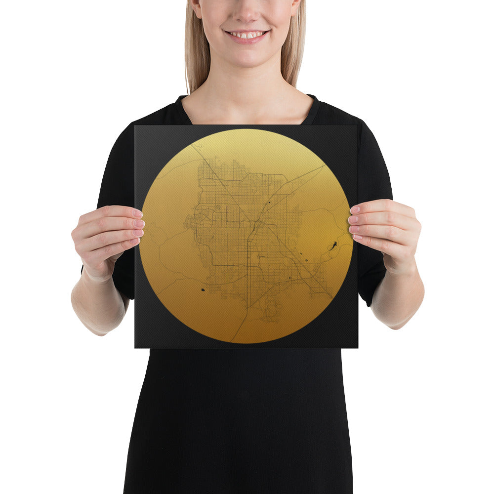 Las Vegas Gold on Black Canvas Map