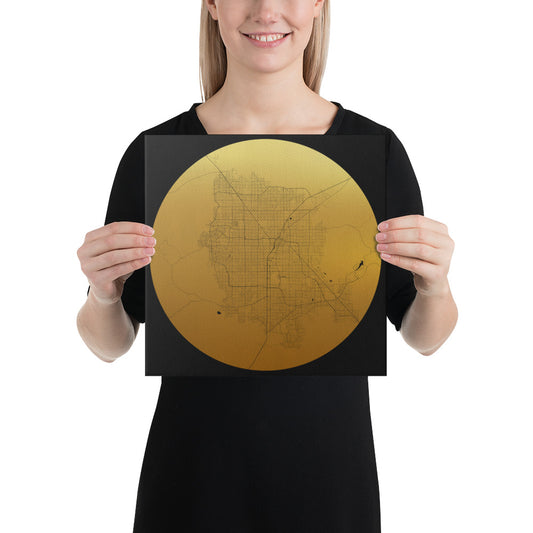 Las Vegas Gold on Black Canvas Map