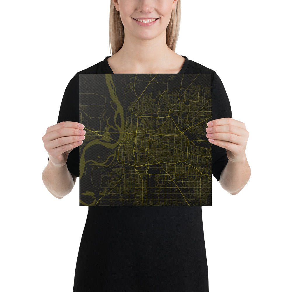 Memphis Black and Yellow Canvas Map