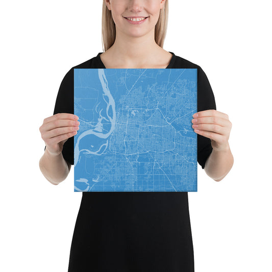 Memphis Blue and White Canvas Map