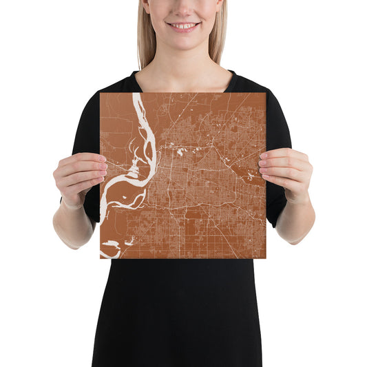 Memphis Brown and White Canvas Map