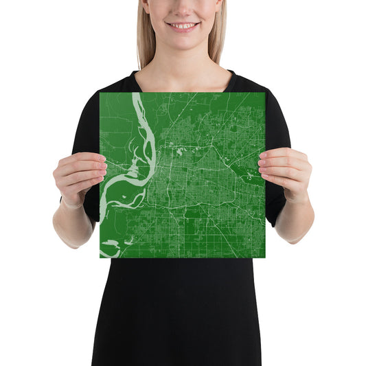 Memphis Green and White Canvas Map