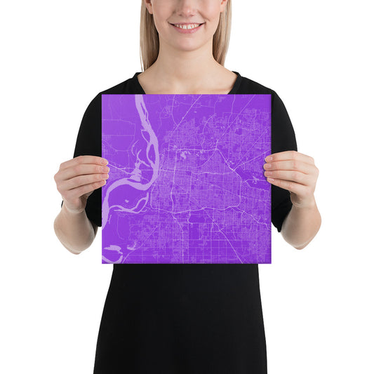 Memphis Purple and White Canvas Map