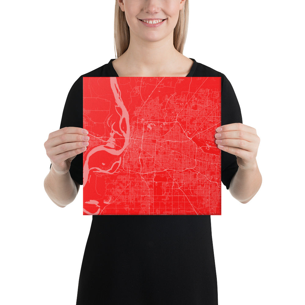 Memphis Red and White Canvas Map