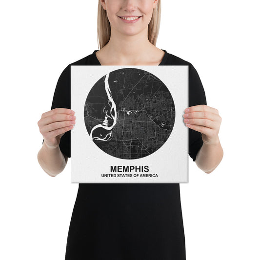 Memphis Circular Black Canvas Map