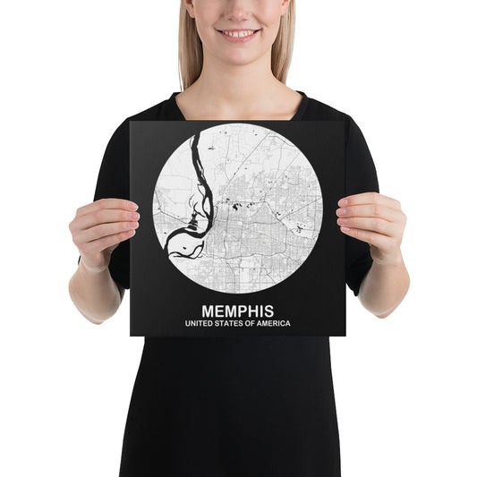 Memphis Circular White Canvas Map