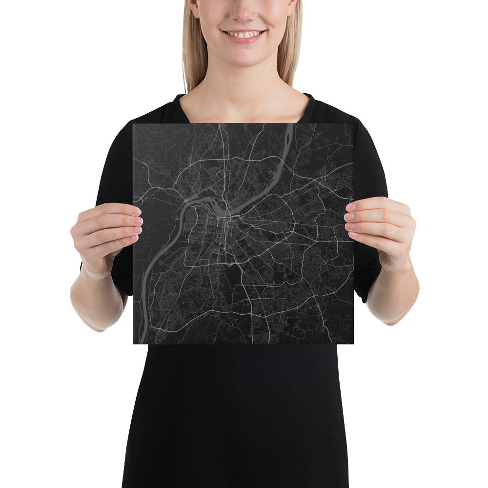 Louisville Black Canvas Map