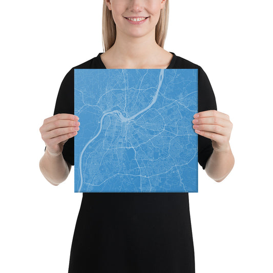 Louisville Blue and White Canvas Map