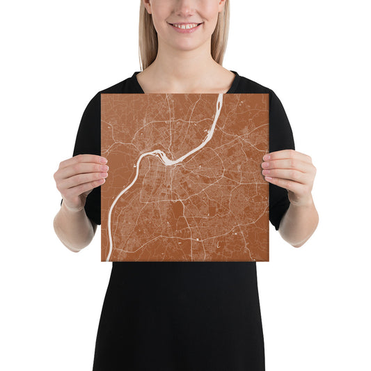 Louisville Brown and White Canvas Map