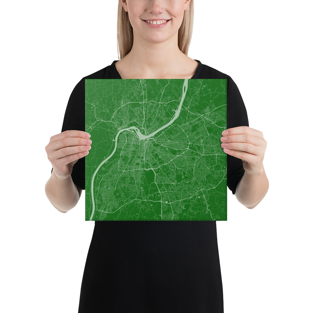 Louisville Green and White Canvas Map