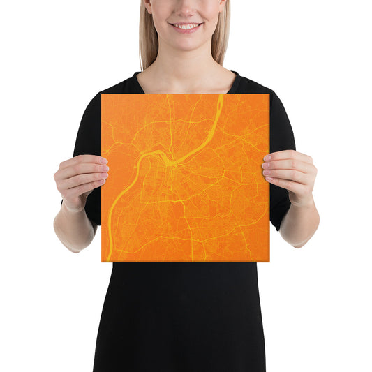 Louisville Orange and Yellow Canvas Map