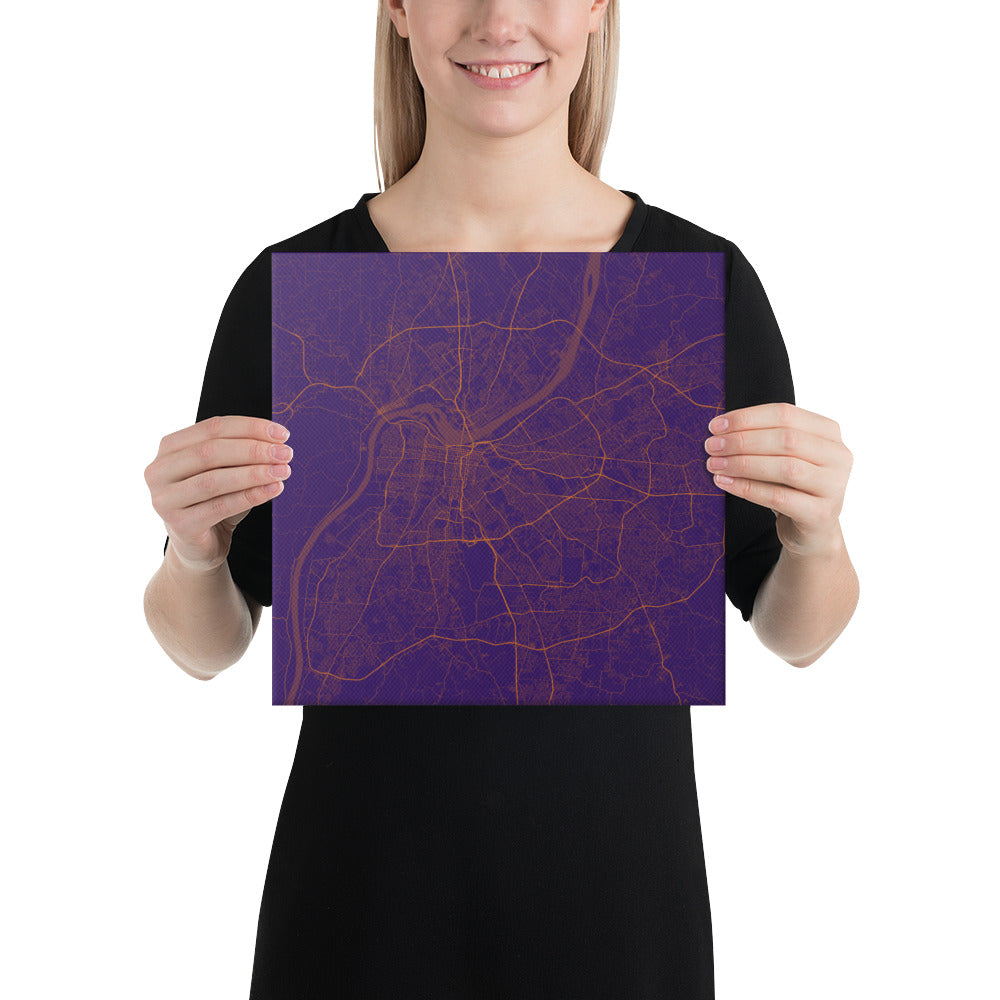 Louisville Purple and Orange Canvas Map