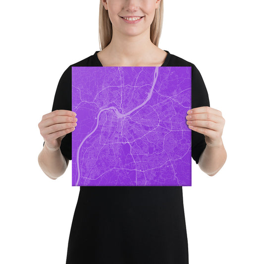 Louisville Purple and White Canvas Map