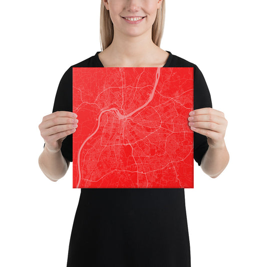 Louisville Red and White Canvas Map