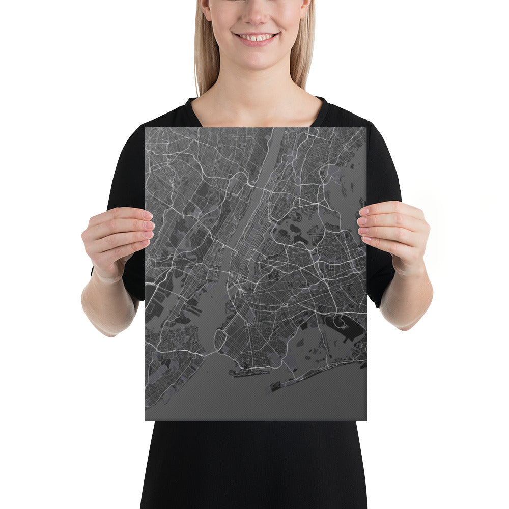 New York Black Canvas Map