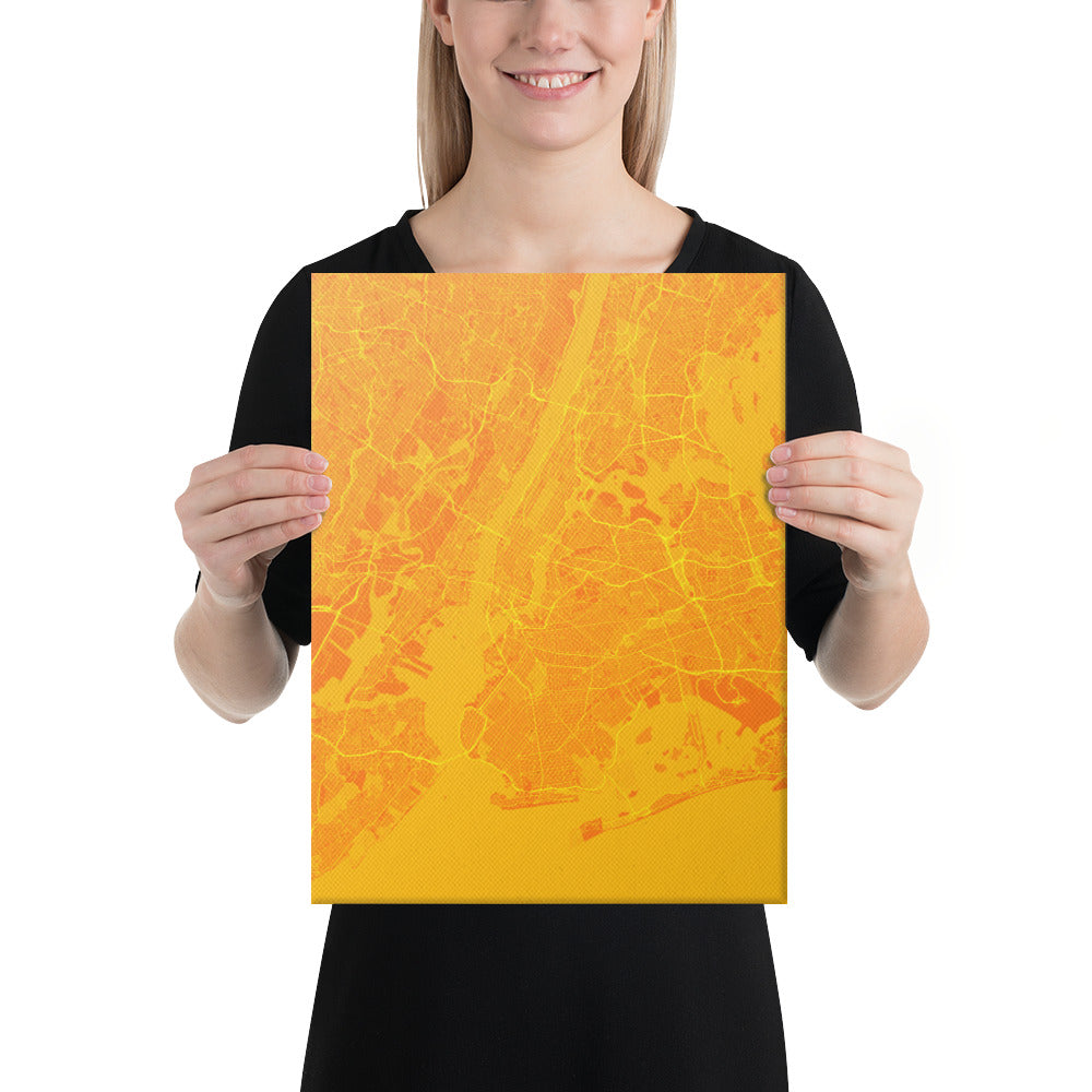 New York Orange and Yellow Canvas Map