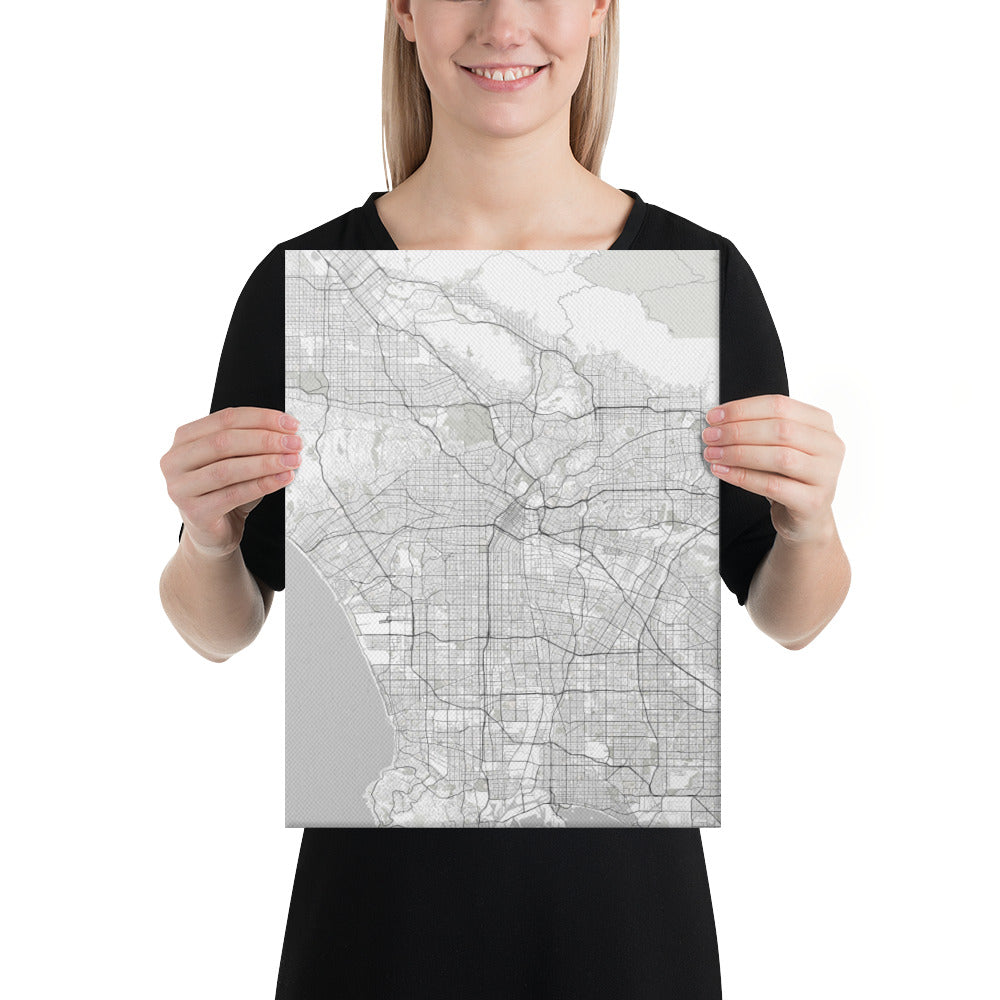 Los Angeles White Canvas Map