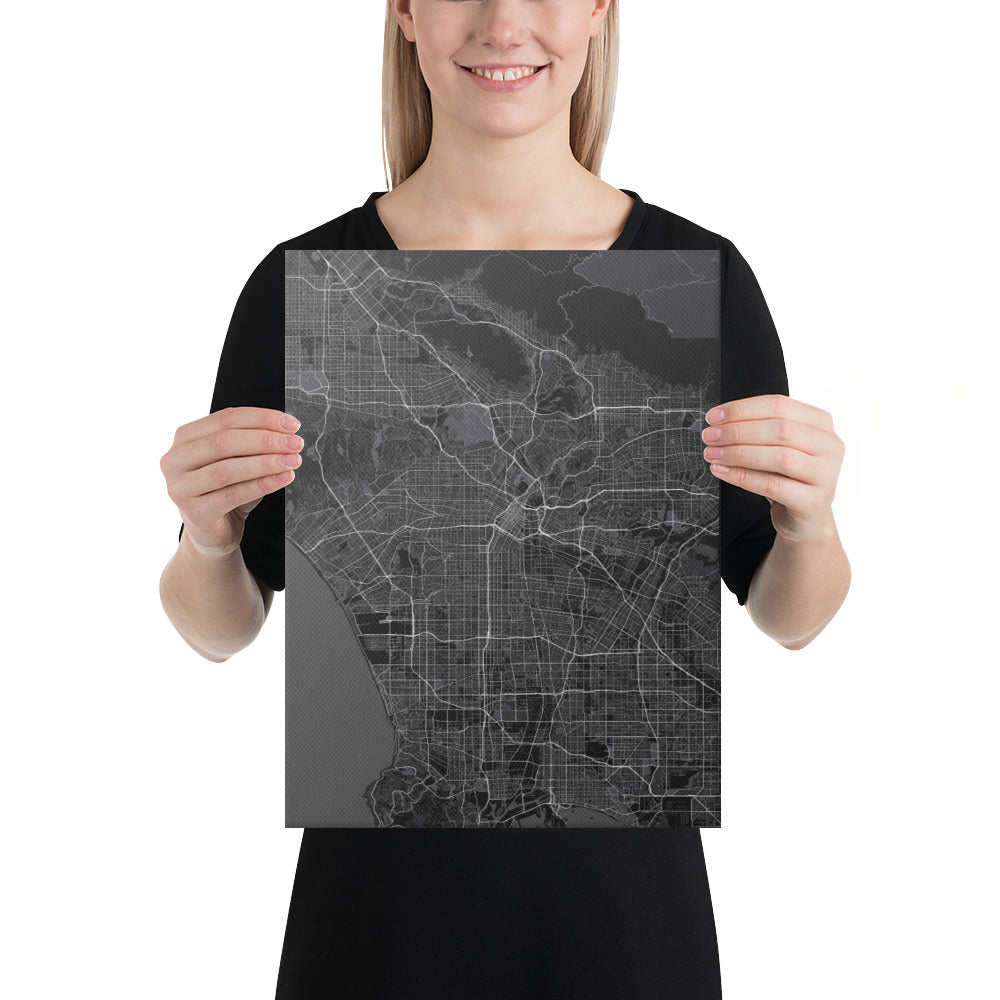 Los Angeles Black Canvas Map