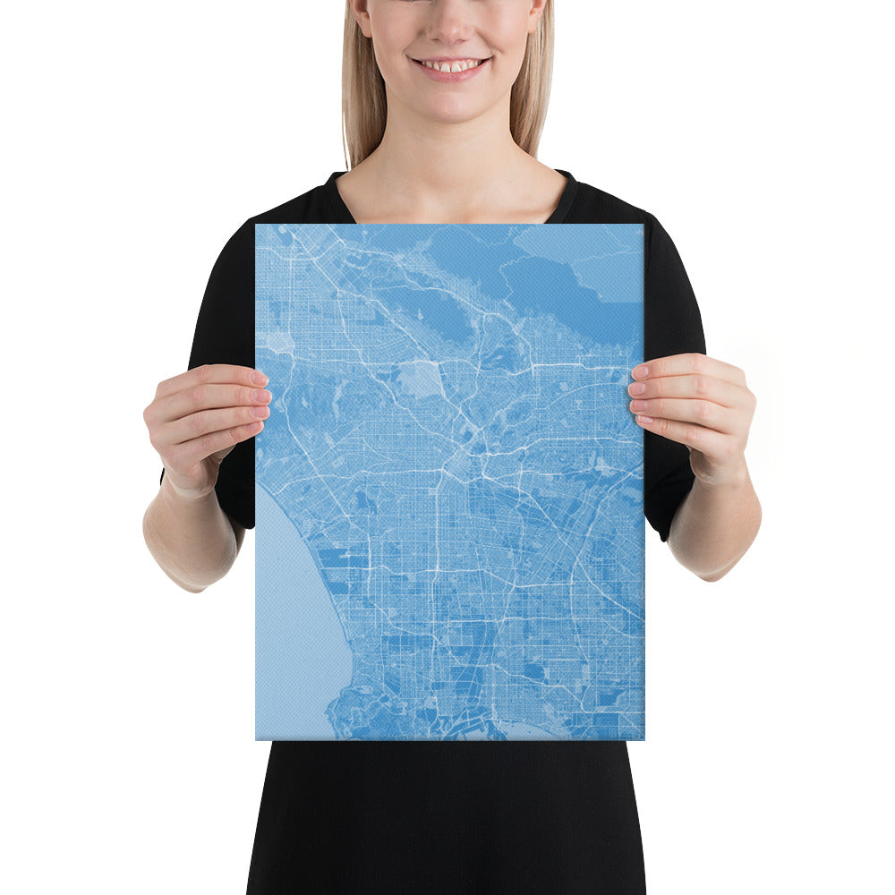 Los Angeles Blue and White Canvas Map