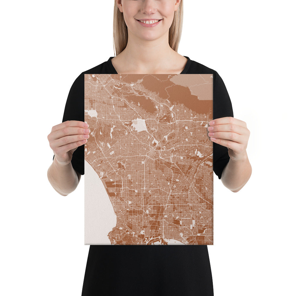 Los Angeles Brown and White Canvas Map