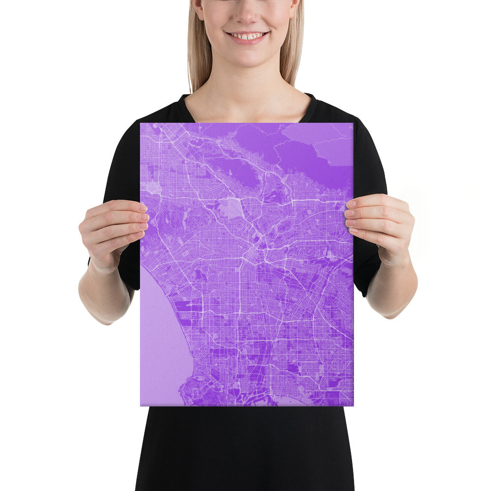 Los Angeles Purple and White Canvas Map