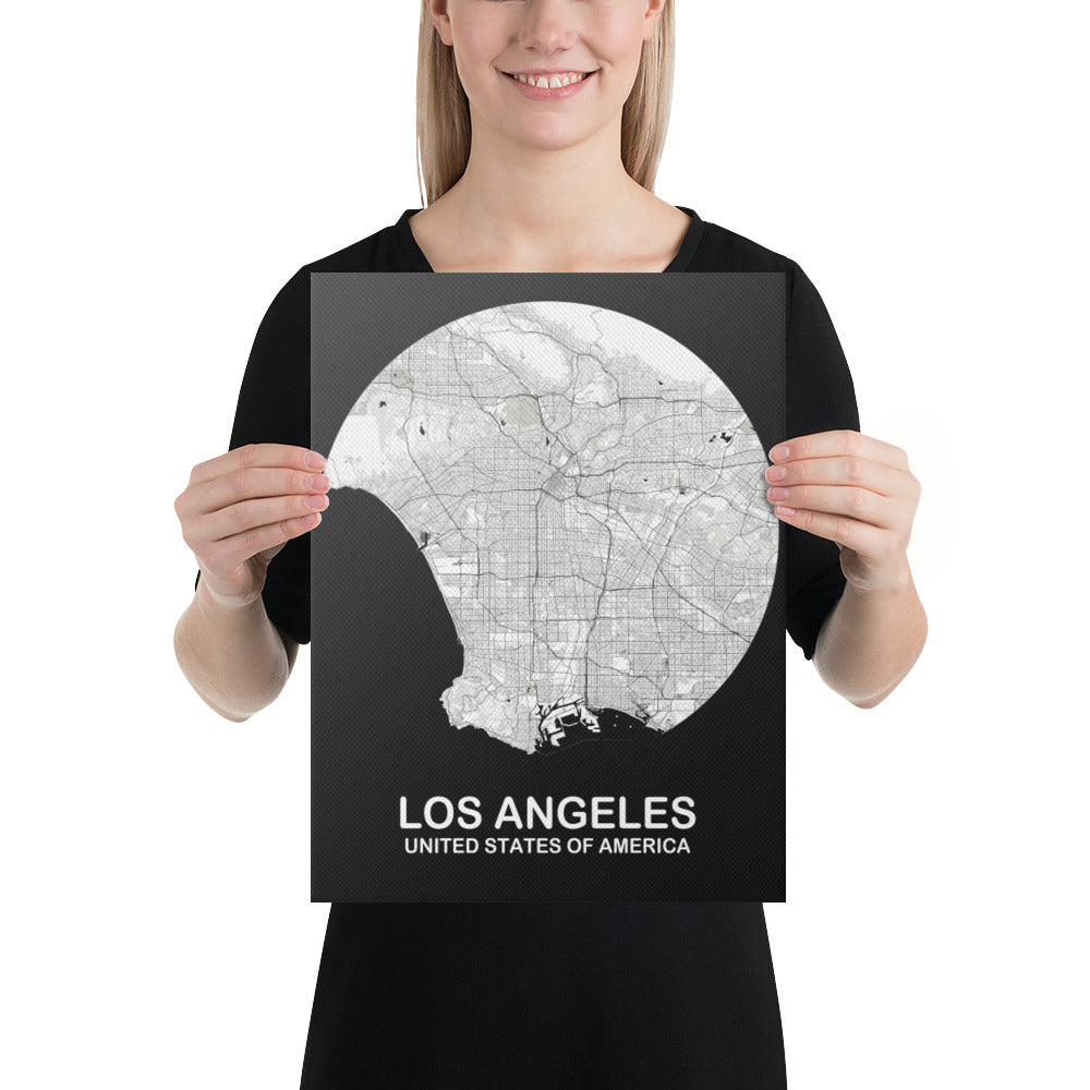 Los Angeles Circular White Canvas Map