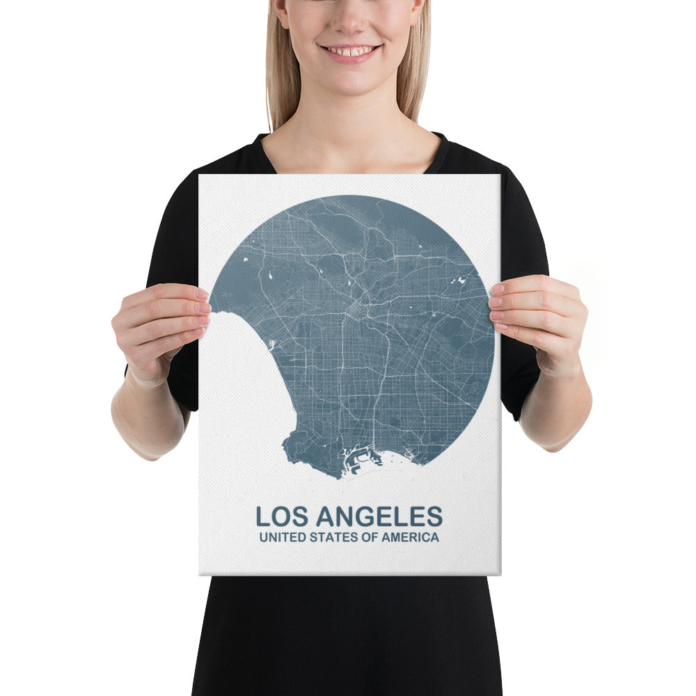 Los Angeles Circular Blue Canvas Map