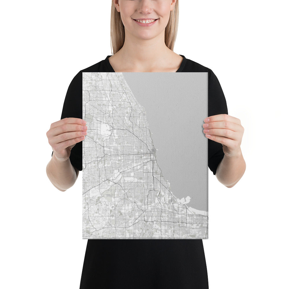 Chicago White Canvas Map