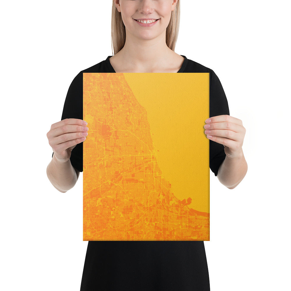 Chicago Orange and Yellow Canvas Map