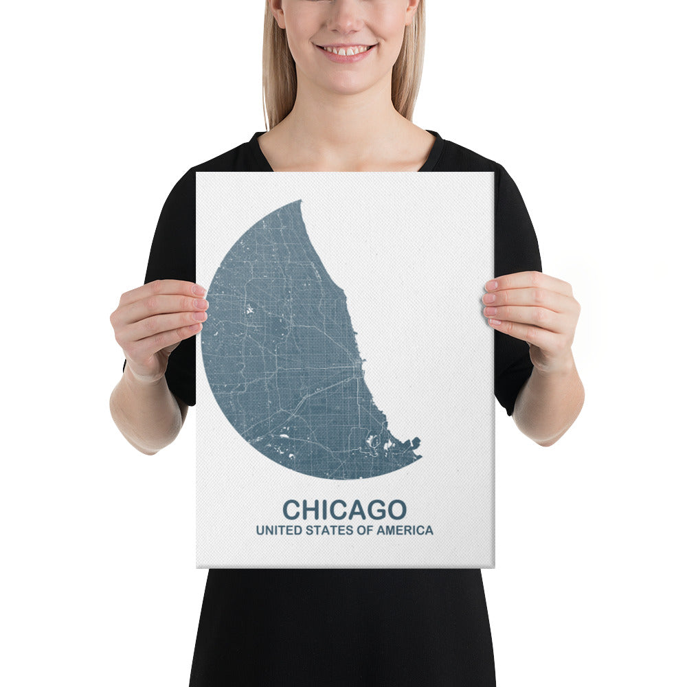 Chicago Circular Blue Canvas Map