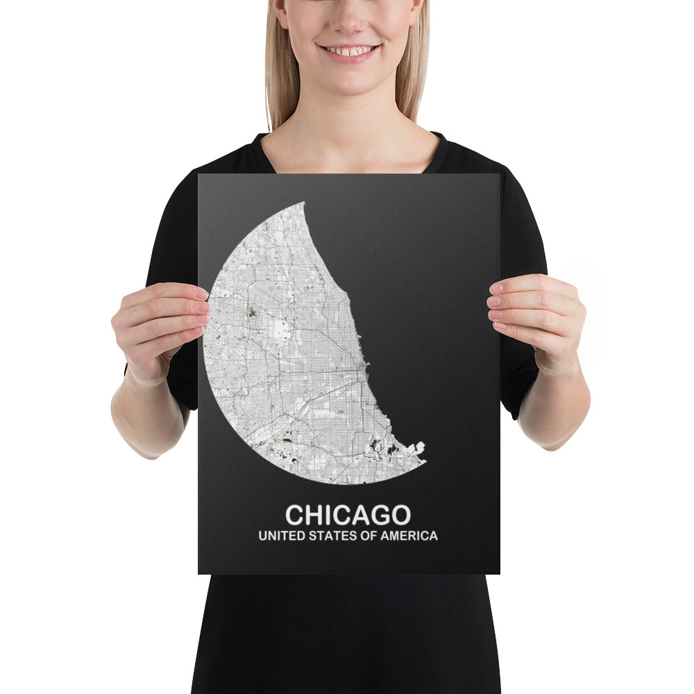 Chicago Circular White Canvas Map