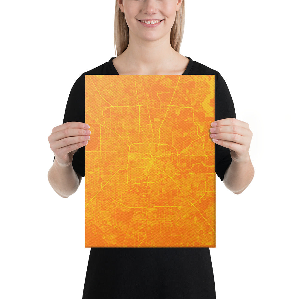 Houston Orange and Yellow Canvas Map