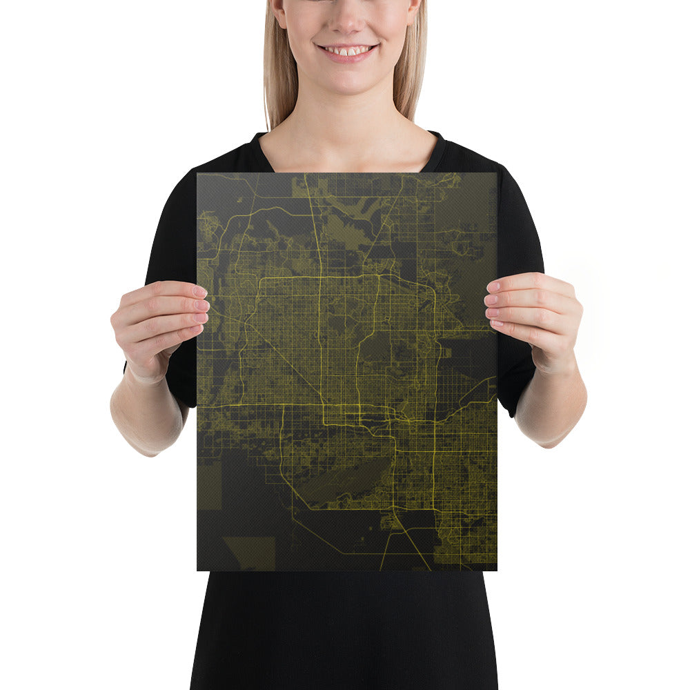 Phoenix Black and Yellow Canvas Map