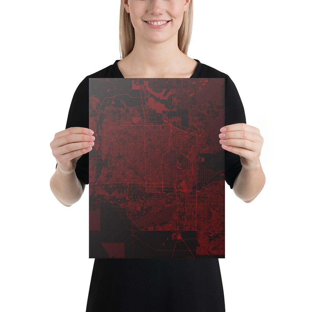 Phoenix Black and Red Canvas Map