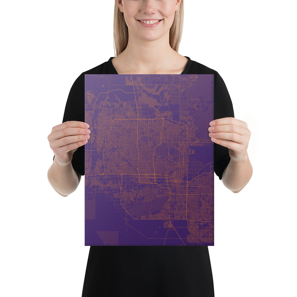 Phoenix Purple and Orange Canvas Map