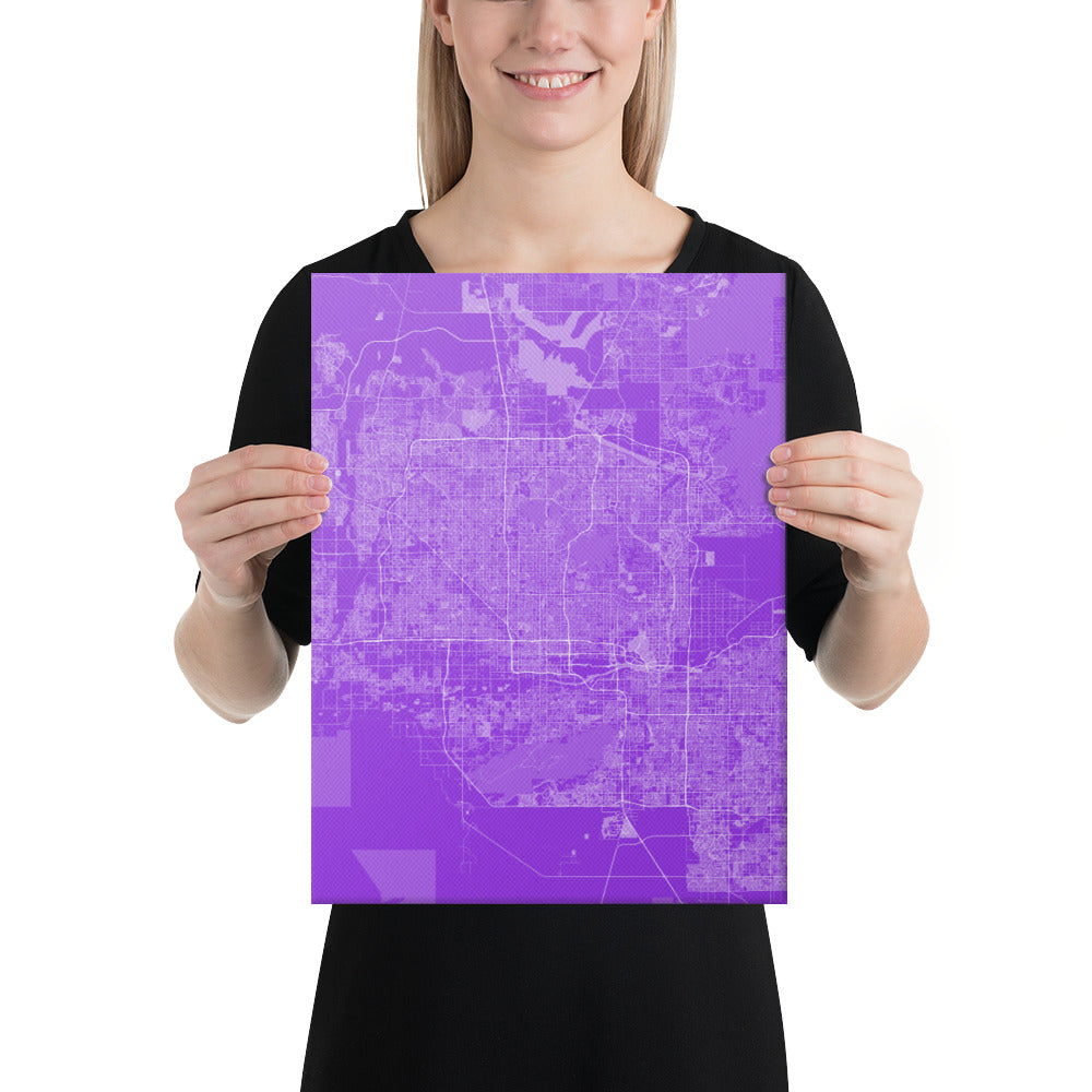 Phoenix Purple and White Canvas Map