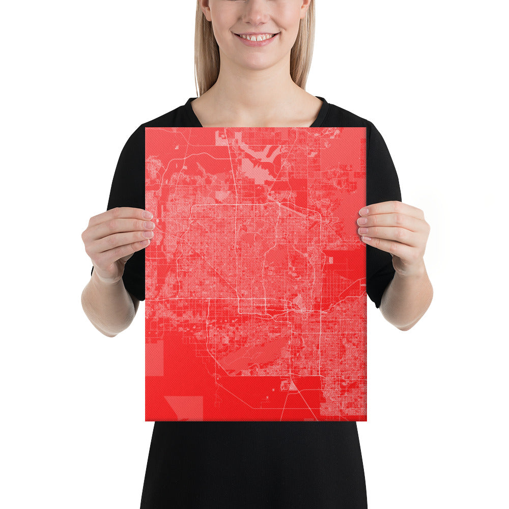 Phoenix Red and White Canvas Map