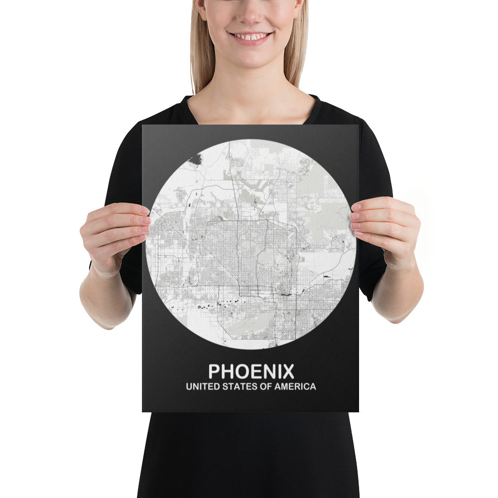 Phoenix Circular White Canvas Map